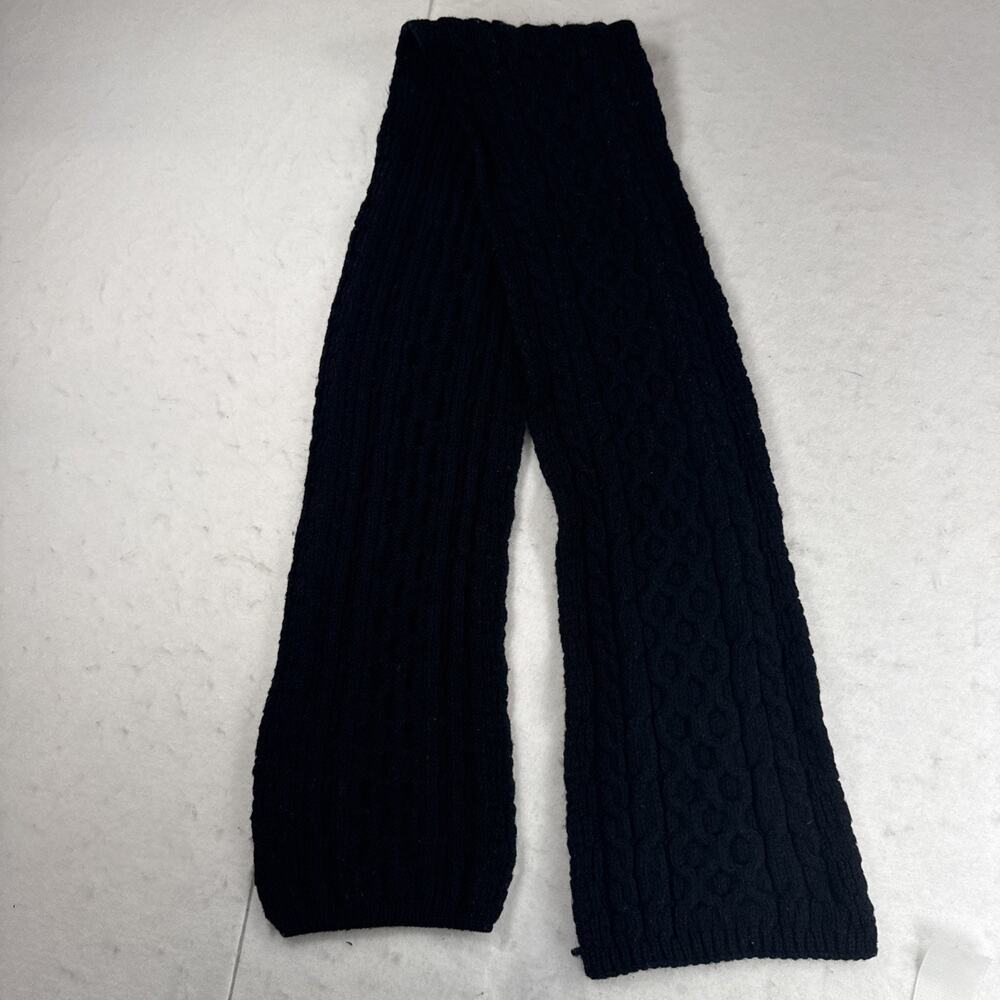 Kilronan Knitwear 100% Merino Wool Black Cable Knit Scarf Made in Ireland 60"